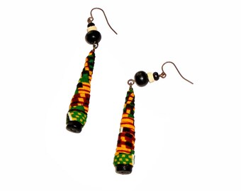 Earring Fab - African Kente Wrapped Cone-Shaped Dangles