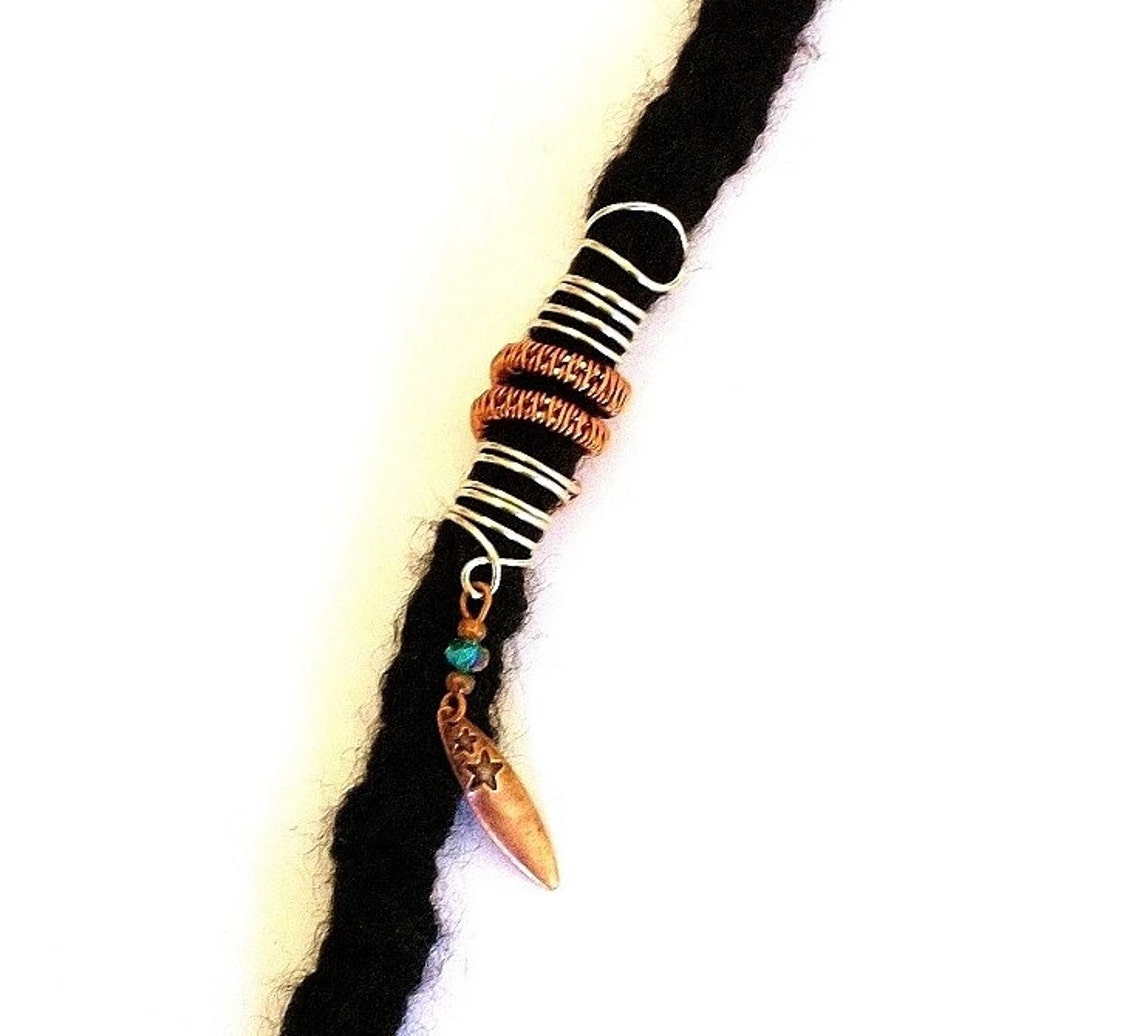 Dreadlock Jewelry Copper and Silver Feather Charm Loc Jewel Etsy
