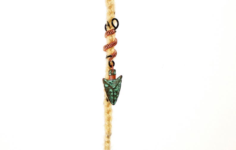 Dreadlock Jewelry Copper and Turquoise Textured Arrow Head Etsy