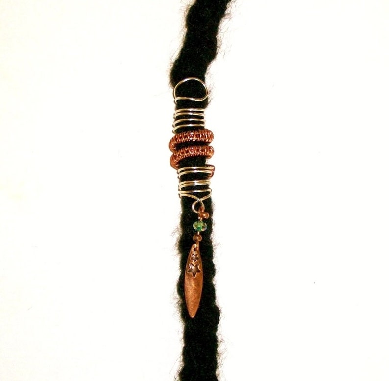 Dreadlock Jewelry Copper and Silver Feather Charm Loc Jewel - Etsy