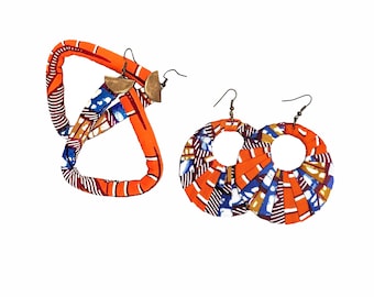 Earring Fab - African Wax Print Triangle Cord Hoops (Reshapable) or Circle Fan-Shaped Hoops (INDIVIDUAL PURCHASES)