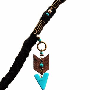 Dreadlock Jewelry - Turquoise Stone and Leather-Design Arrowhead Loc Jewel and Accent Slide