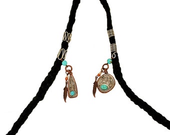 Dreadlock Jewelry - Antique Copper and Silver Cactus Charm Loc Jewels and Coordinated Slides (Sets Sold Individually)