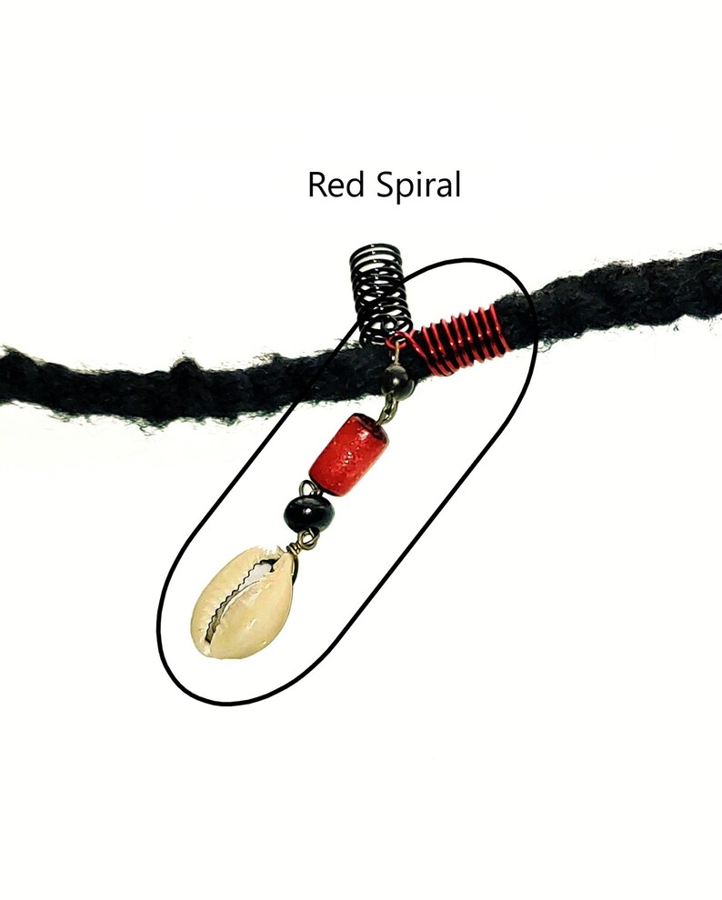 Red Black and White Caribbean Flair Loc Jewel and Earrings Set Dreadlock Jewelry