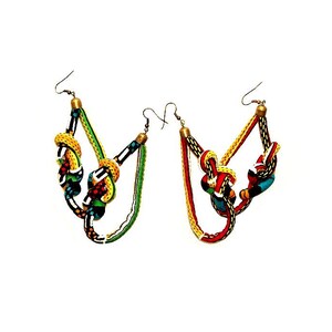 Earring Fab - African Kente-Print Infinity Knot-Design Cord Hoops