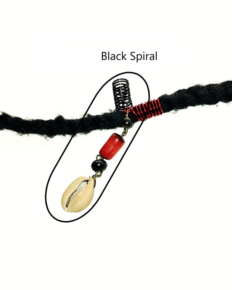 Red Black and White Caribbean Flair Loc Jewel and Earrings Set Dreadlock Jewelry