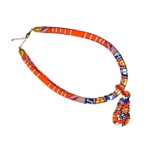 Necklace - Multi-Colored African Wax-Print Teardrop Knot Pendant Necklace (Matching Earrings Available)
