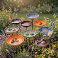 Handmade Ceramic Insect Water Station & Pollinator, Garden Stake Bird Bath and Water Feeder, Ceramic Garden Decor, Butterfly Bee Drinker