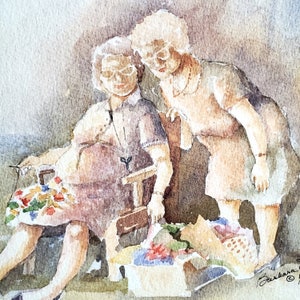 MASTER QUILTERS, Esta and Lola, 8 X 10 watercolor  print