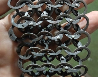 Blackened Riveted Mild Steel Chainmail Sheet – 8mm 18 Gauge Maille Fabric Panel
