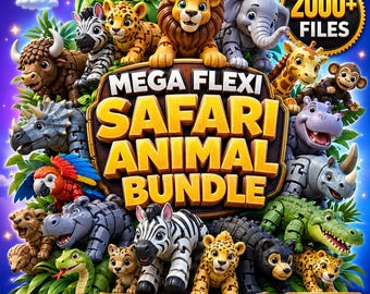 Safari Animals STL Bundle | 2000+ 3D Print Files for Planters, Figurines (Digital Download)