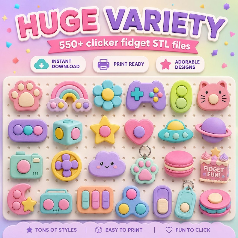 550+clicker Fidget Pack Bundle STL Files | 550+ Designs | 3D Print ...