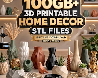 Home Decor Stl Files bundle - 100 GB 3D Print Models, Modern Vases, Wall Art