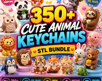 350+ Animal Keychain STL Bundle, 3D Print Keyring Files (Instant Download)