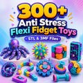 300+Flexi Fidget Toys STL Bundle | Articulated 3D Print Toys & Sensory Models | Print-in-Place STL Files