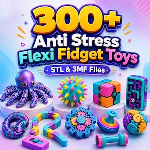Paquete de más de 300 juguetes Flexi Fidget en formato STL / Juguetes articulados para impresión 3D y modelos sensoriales / Archivos STL para imprimir directamente