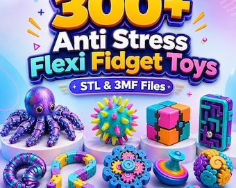 300 + lot de jouets Fidget Flexi | Jouets articulés et modèles sensoriels imprimés en 3D | Fichiers STL à impression sur place
