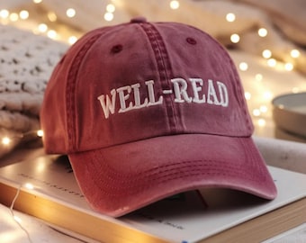 Embroidered Well-Read Washed Cap, Book Lover Gift