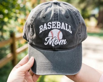 Washed Cotton Baseball Mom Hat, Embroidered Baseball Season Cap