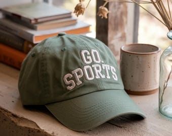 GO SPORTS Embroidered Cotton Hat: Casual Dad Cap, Sports Fan Baseball Style