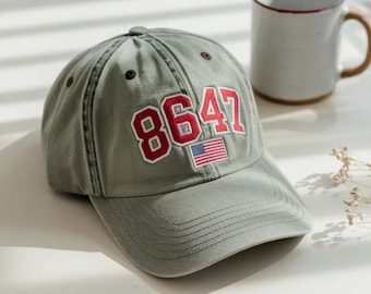 Embroidered 8647 Washed Cap, Political Gift