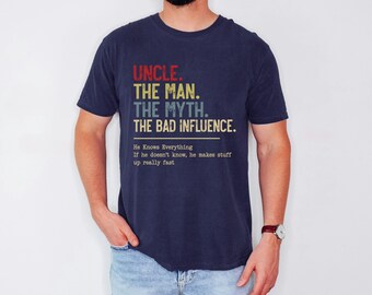 Sarcastic Funcle Shirt, Vintage Brother Apparel, Retro Bad Influence Tee, Father's Day Gift For Him, Funny Uncle Tshirt