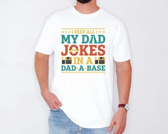 Retro Dadabase Top, Dad Joke Shirt, Vintage Mustache Tee, Fathers Day Gift For Papa, Funny Husband Merch, Men Gag Tshirt