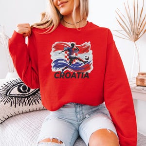 Croatian Football Gift, Croatia Soccer Fan Shirt Match Day Supporter Graphic Tee, Patriotic Country Unisex T-Shirt afbeelding 4