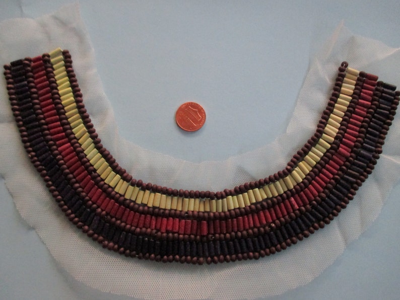 Neckline Applique: Vintage Tribal Wood on White Tulle Sewing Findings Suppliesby BySupply image 4