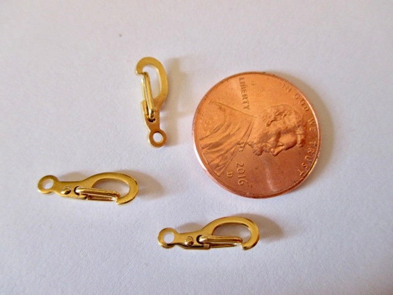 Clasps Gold Plated Self Closing Clasps Fermoirs 14mm by 5mm Jewelry Findings Supplies Lot of 10 by BySupply image 4
