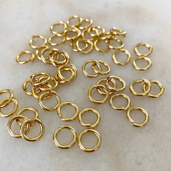 Made in the USA Jumprings 10 Gold Plated Thick Heavy Gauge Unsoldered Jump Rings Connectors Jumprings 9.34mm OD 1.52mm Thick by BySupply