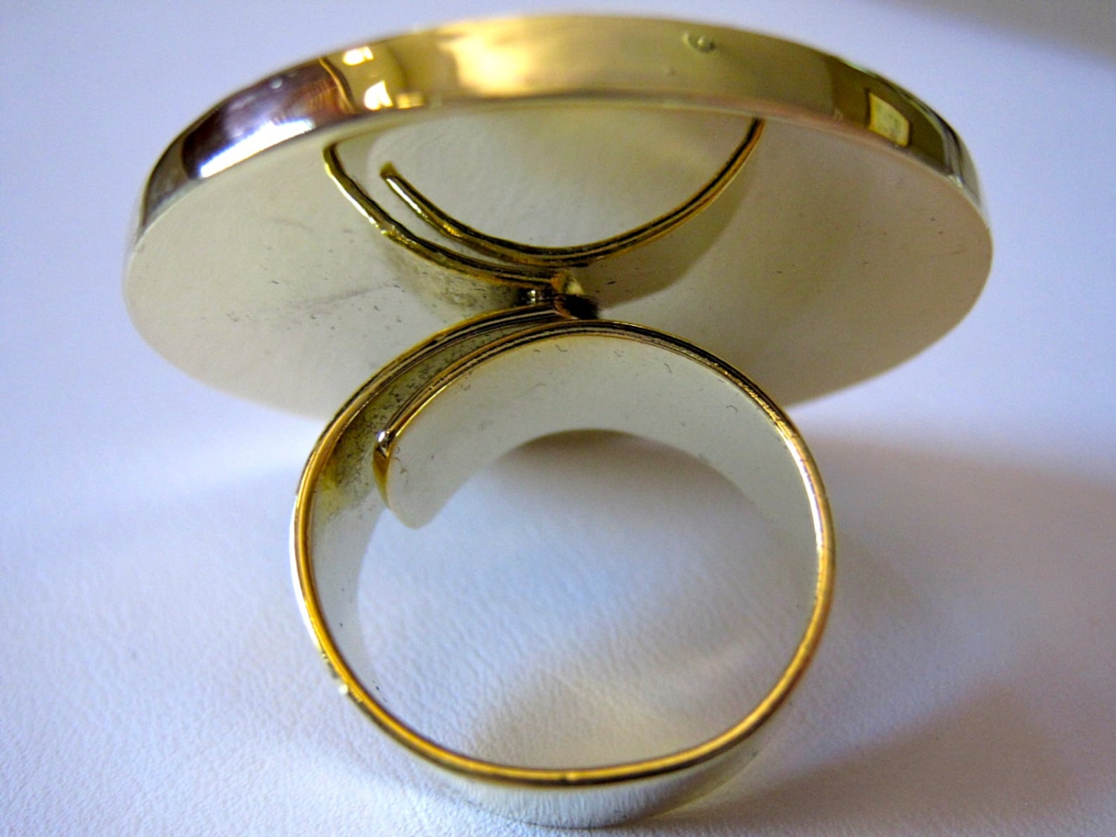 Ring Base Large Round Adjustable Gold Polished Pure Brass Ring Etsy
