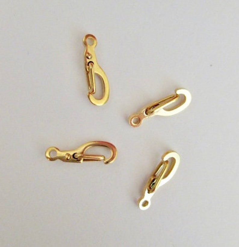 Clasps Gold Plated Self Closing Clasps Fermoirs 14mm by 5mm Jewelry Findings Supplies Lot of 10 by BySupply image 1