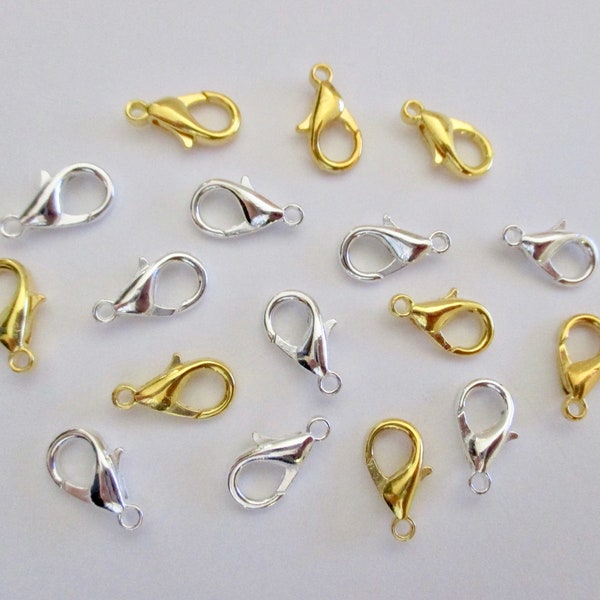 Lobster Claws Gold or Silver Clasps Fermoirs Findings Jewelry Supplies Medium Clasps 14mm by 8mm by BySupply