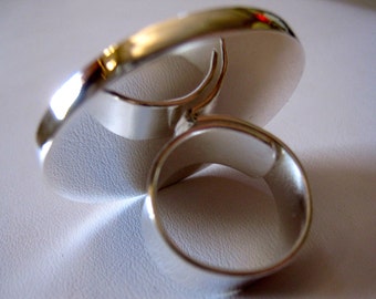 Ring Base Large Adjustable Pure Brass Polished Silver Overlay Plated Ring Base Blank 25mm Bezel Tray Lot of 1 by BySupply