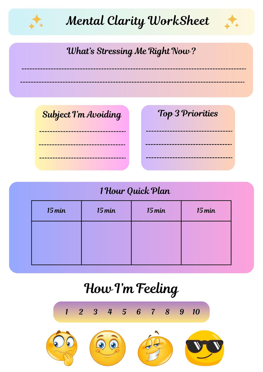 Mental Clarity Worksheet Printable | Brain Dump Planner | Mind Reset ...
