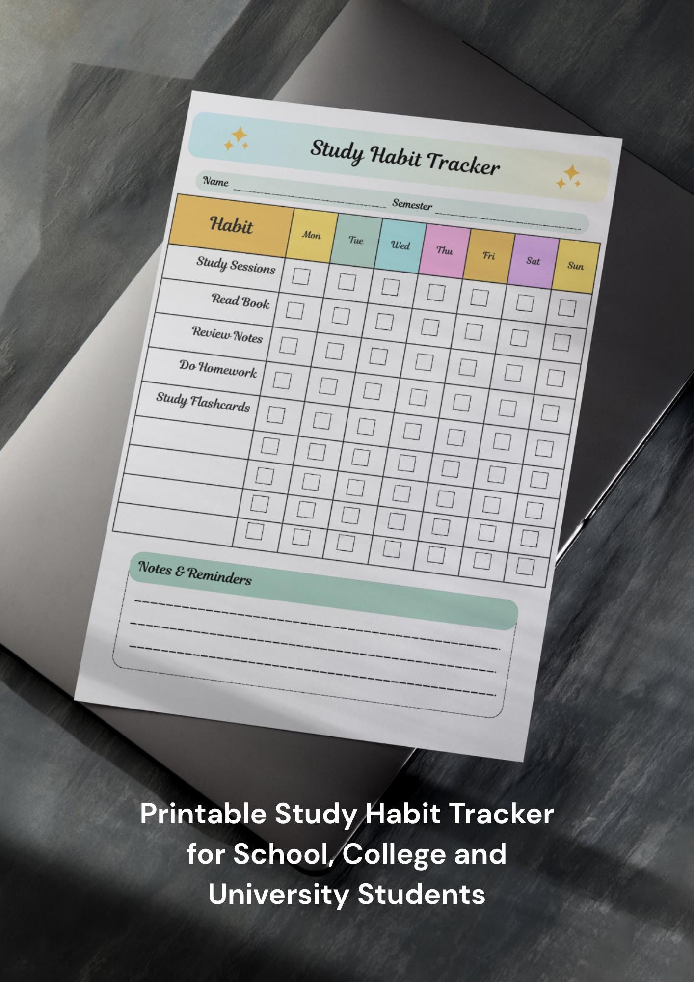 Study Habit Tracker Printable | Study Routine Tracker | Weekly Study ...