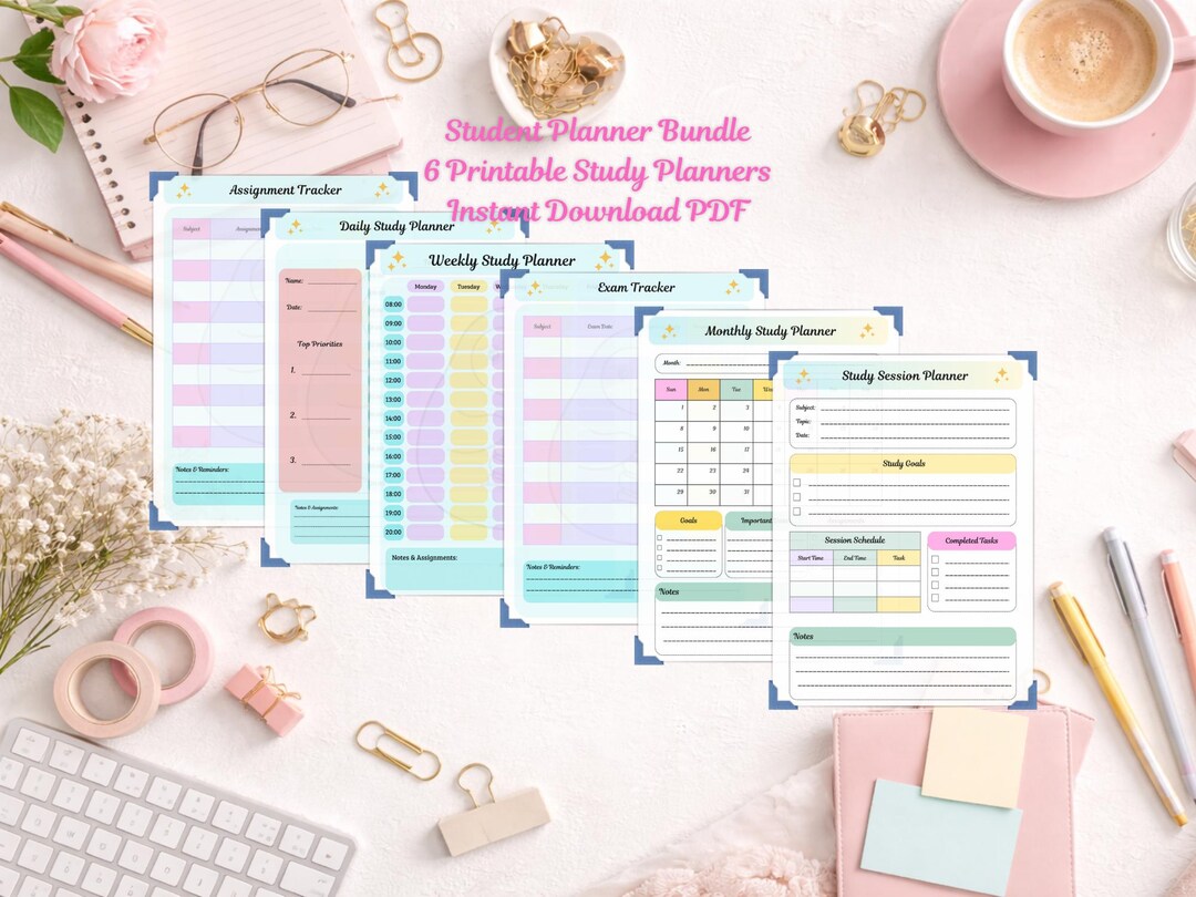 Student Planner Bundle Printable, Study Planner PDF, College Student ...