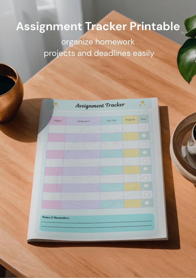Assignment Tracker Printable, Student Homework Planner, College ...