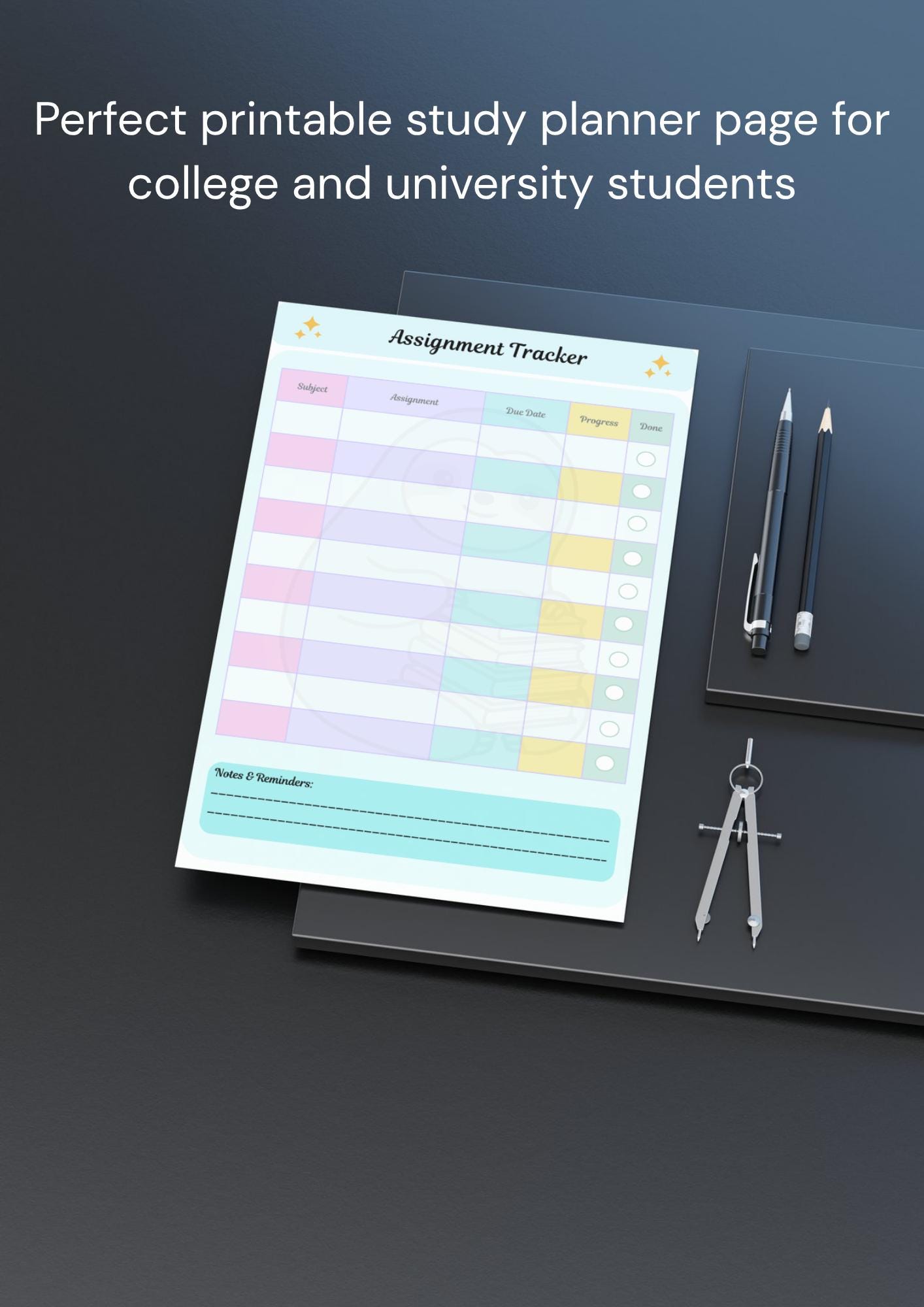 Assignment Tracker Printable, Student Homework Planner, College ...