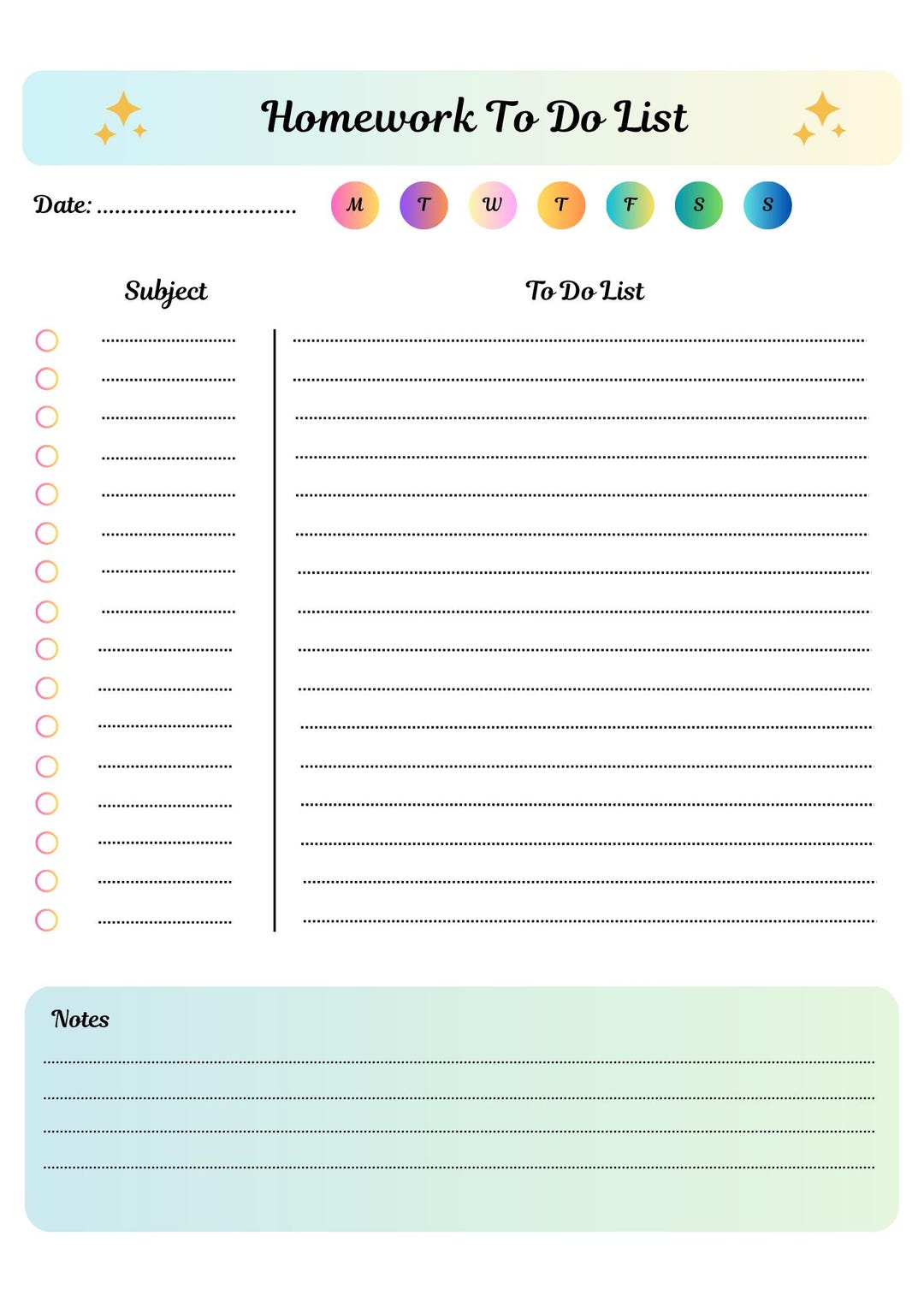 Homework to Do List Printable | Student Homework Planner | Assignment ...