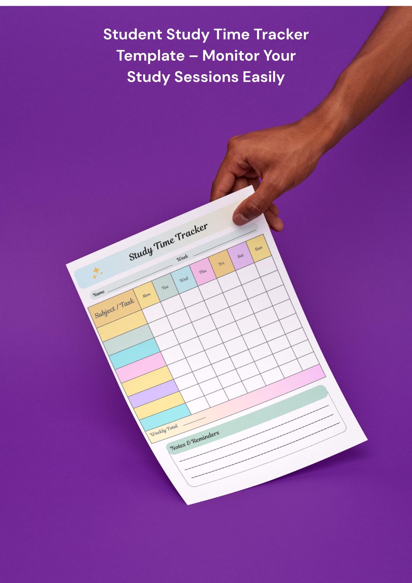 Study Time Tracker Printable | Student Study Log | Study Session ...