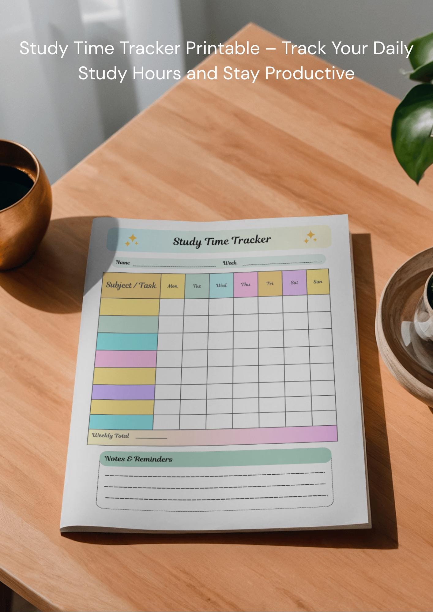 Study Time Tracker Printable | Student Study Log | Study Session ...