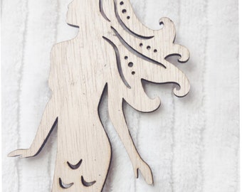 Pretty Mermaid  -  Laser Cut Wood