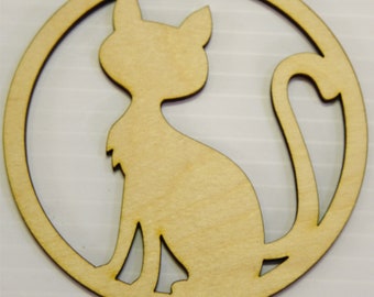 Cat / Kitty  Ornament - Laser Cut Wood