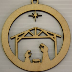 Nativity Scene Ornament -  Laser Cut Wood