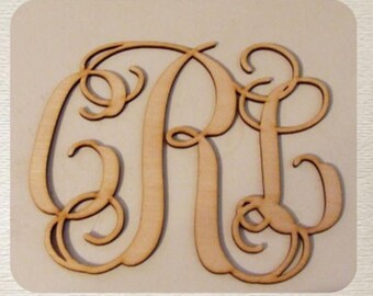 Vine Monogram / Fancy Monogram  (Large ) Wood Cut Out -  Laser Cut