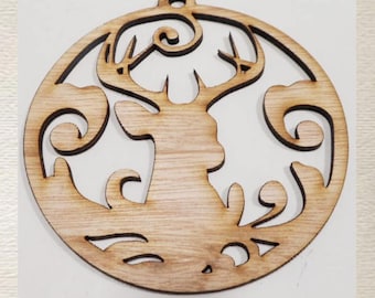 Deer / Buck Ornament - Laser Cut Wood