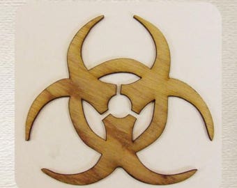 Bio Hazard Sign / Symbol (Small) Wood Cut Out -  Laser Cut