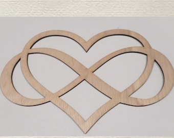 Infinity Symbol and Heart Entwined - Laser Cut Wood